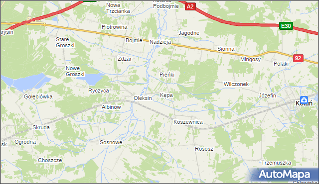 mapa Kępa gmina Kotuń, Kępa gmina Kotuń na mapie Targeo