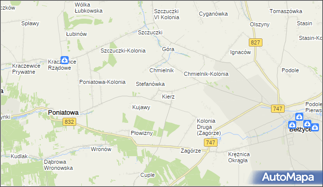 mapa Kierz gmina Bełżyce, Kierz gmina Bełżyce na mapie Targeo