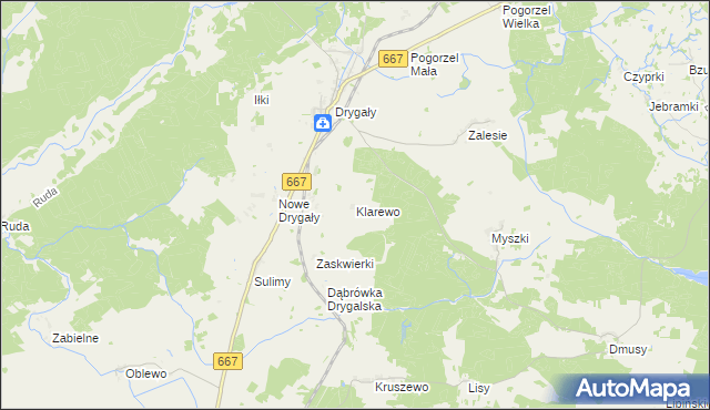 mapa Klarewo, Klarewo na mapie Targeo