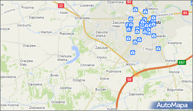 mapa Kłocko, Kłocko na mapie Targeo