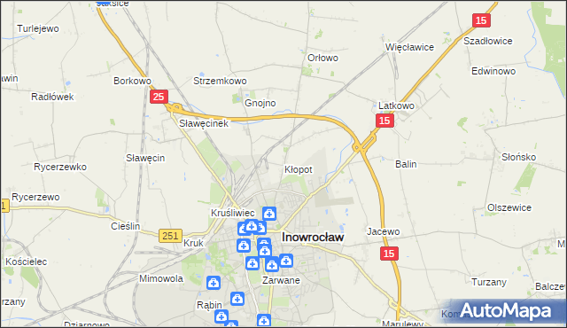 mapa Kłopot gmina Inowrocław, Kłopot gmina Inowrocław na mapie Targeo