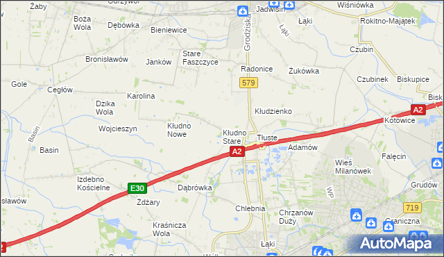 mapa Kłudno Stare, Kłudno Stare na mapie Targeo