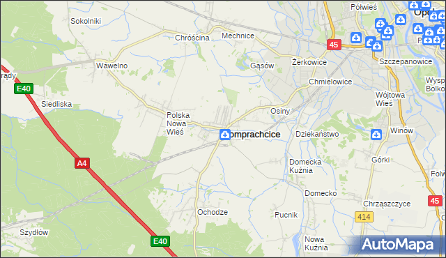 mapa Komprachcice, Komprachcice na mapie Targeo