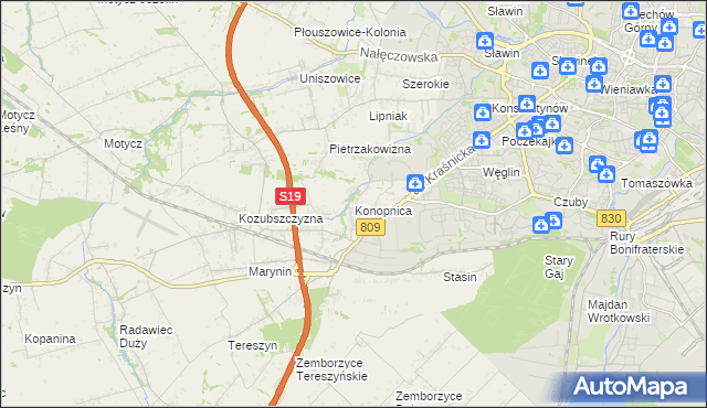 mapa Konopnica powiat lubelski, Konopnica powiat lubelski na mapie Targeo