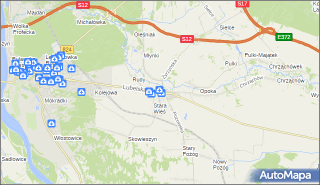 mapa Końskowola, Końskowola na mapie Targeo