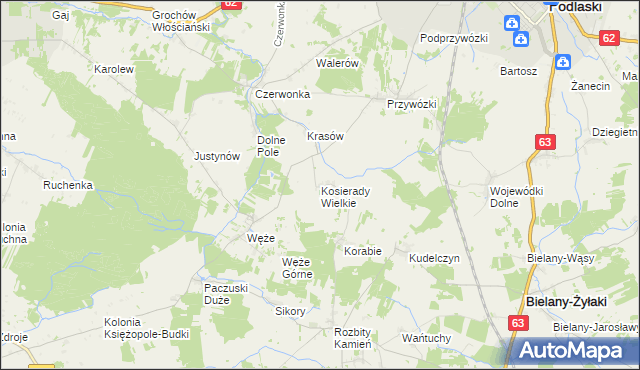 mapa Kosierady Wielkie, Kosierady Wielkie na mapie Targeo