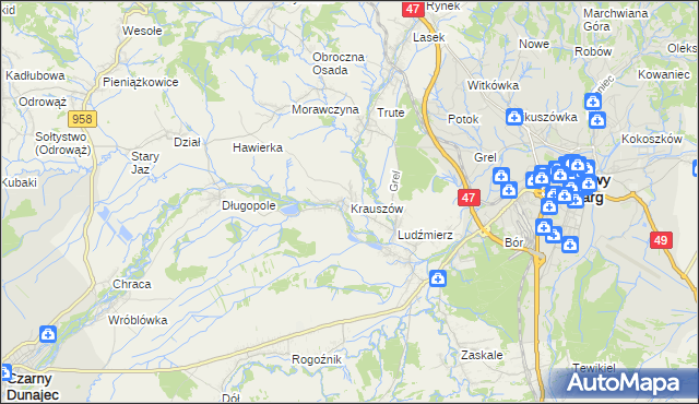 mapa Krauszów, Krauszów na mapie Targeo