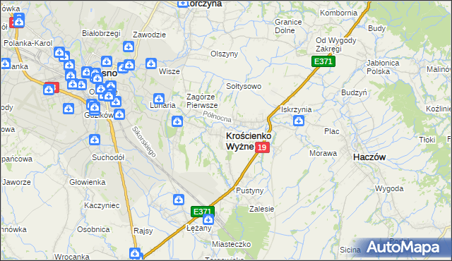 mapa Krościenko Wyżne, Krościenko Wyżne na mapie Targeo