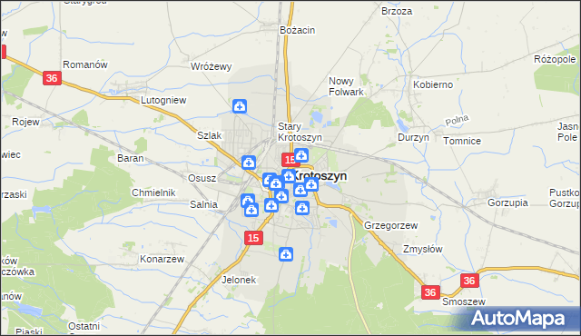 mapa Krotoszyna, Krotoszyn na mapie Targeo