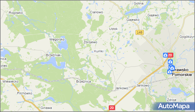 mapa Krzynno, Krzynno na mapie Targeo