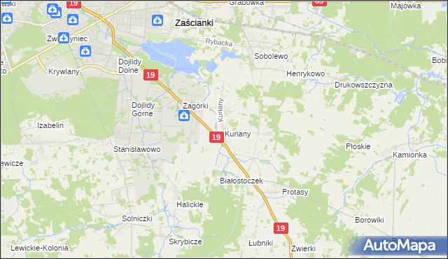 mapa Kuriany gmina Zabłudów, Kuriany gmina Zabłudów na mapie Targeo