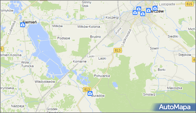 mapa Laski gmina Parczew, Laski gmina Parczew na mapie Targeo