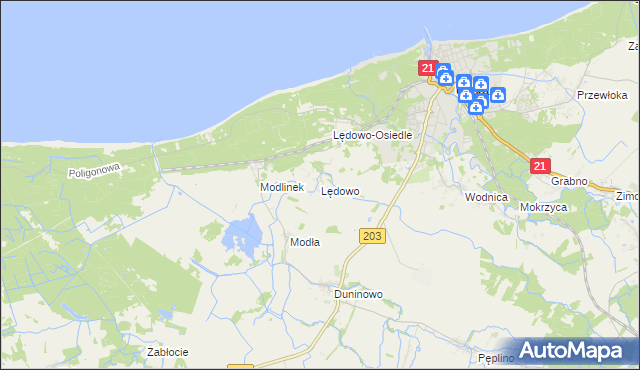 mapa Lędowo gmina Ustka, Lędowo gmina Ustka na mapie Targeo