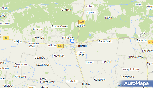 mapa Leszno powiat warszawski zachodni, Leszno powiat warszawski zachodni na mapie Targeo