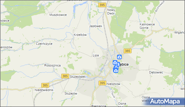 mapa Lipa gmina Ziębice, Lipa gmina Ziębice na mapie Targeo