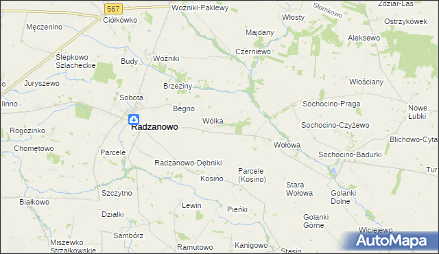 mapa Łoniewo gmina Radzanowo, Łoniewo gmina Radzanowo na mapie Targeo