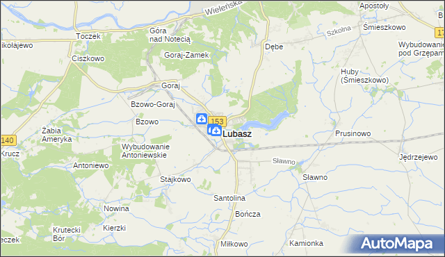 mapa Lubasz powiat czarnkowsko-trzcianecki, Lubasz powiat czarnkowsko-trzcianecki na mapie Targeo