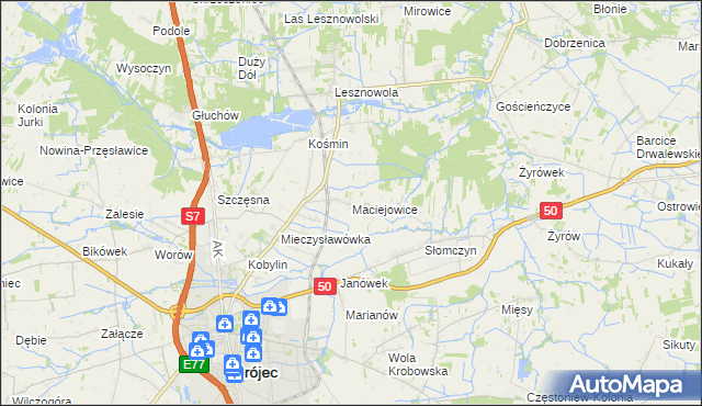 mapa Maciejowice gmina Grójec, Maciejowice gmina Grójec na mapie Targeo