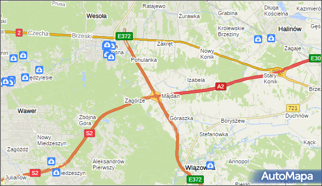 mapa Majdan gmina Wiązowna, Majdan gmina Wiązowna na mapie Targeo