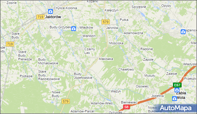 mapa Makówka gmina Grodzisk Mazowiecki, Makówka gmina Grodzisk Mazowiecki na mapie Targeo