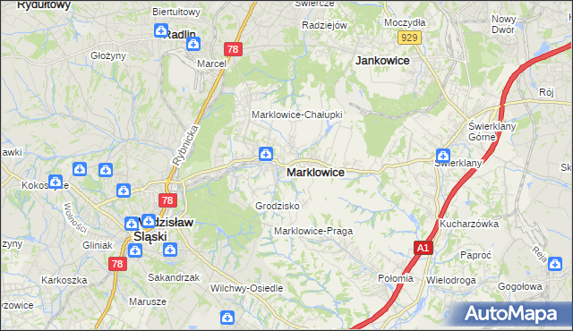 mapa Marklowice, Marklowice na mapie Targeo