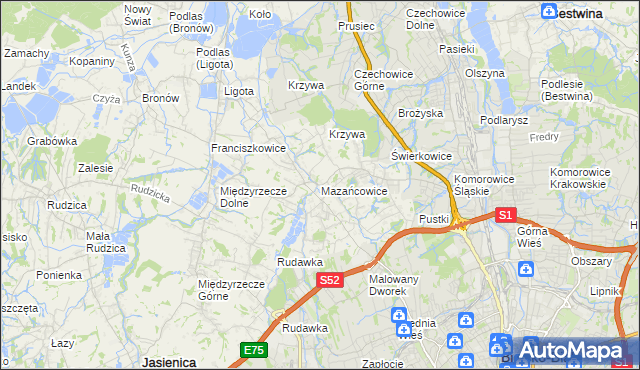 mapa Mazańcowice, Mazańcowice na mapie Targeo