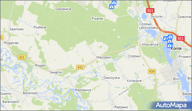 mapa Mieczewo, Mieczewo na mapie Targeo