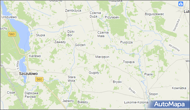 mapa Mierzęcin gmina Szczutowo, Mierzęcin gmina Szczutowo na mapie Targeo