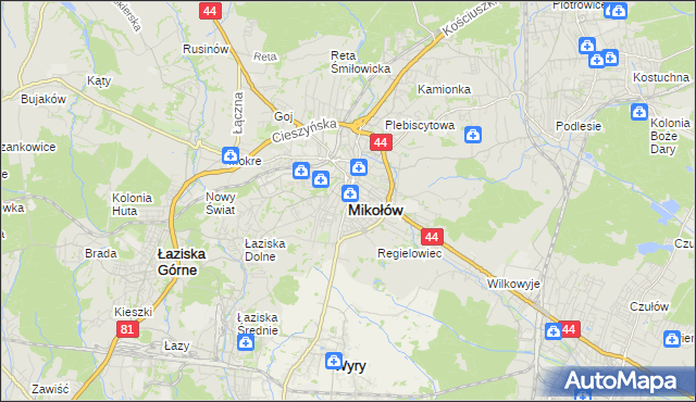 mapa Mikołów, Mikołów na mapie Targeo