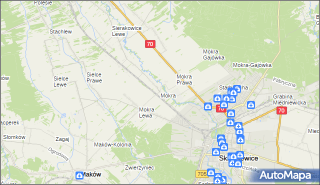 mapa Mokra gmina Skierniewice, Mokra gmina Skierniewice na mapie Targeo