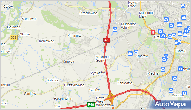 mapa Mokronos Górny, Mokronos Górny na mapie Targeo