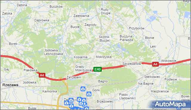 mapa Mokrzyska, Mokrzyska na mapie Targeo