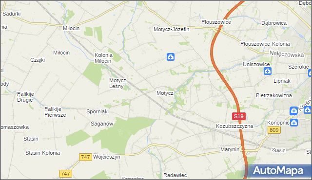 mapa Motycz, Motycz na mapie Targeo