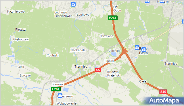 mapa Murowaniec gmina Białe Błota, Murowaniec gmina Białe Błota na mapie Targeo