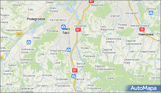 mapa Myślec, Myślec na mapie Targeo