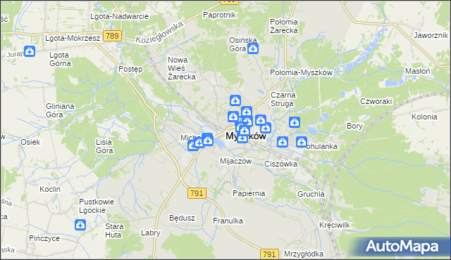 mapa Myszków, Myszków na mapie Targeo