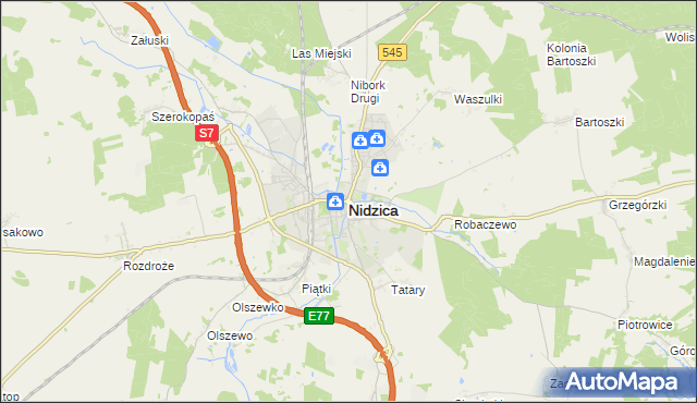 mapa Nidzica, Nidzica na mapie Targeo