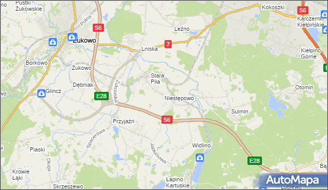 mapa Niestępowo, Niestępowo na mapie Targeo