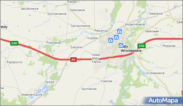 mapa Nowa Wieś Kącka, Nowa Wieś Kącka na mapie Targeo