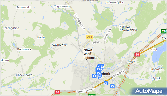 mapa Nowa Wieś Lęborska, Nowa Wieś Lęborska na mapie Targeo