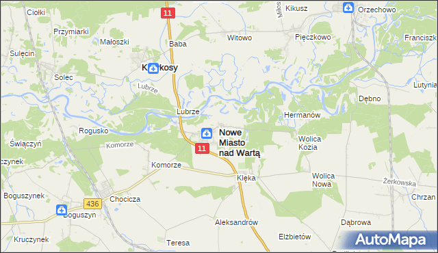 mapa Nowe Miasto nad Wartą, Nowe Miasto nad Wartą na mapie Targeo