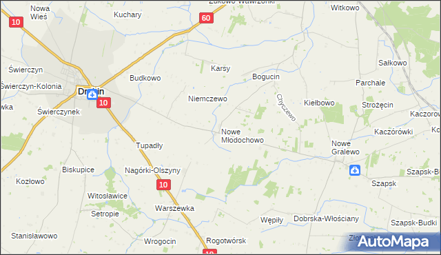 mapa Nowe Młodochowo, Nowe Młodochowo na mapie Targeo