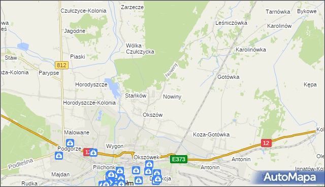 mapa Nowiny gmina Chełm, Nowiny gmina Chełm na mapie Targeo