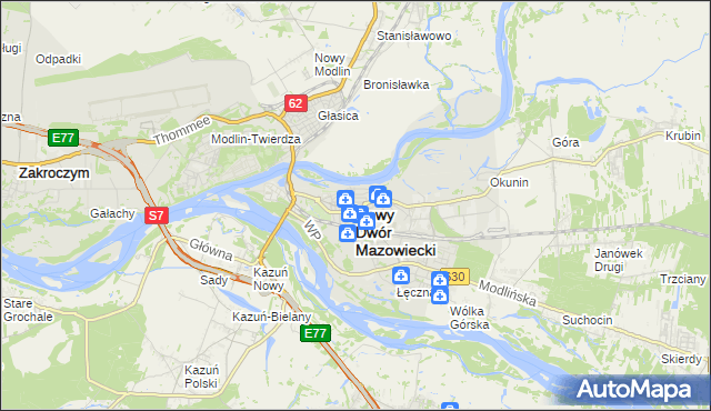 mapa Nowy Dwór Mazowiecki, Nowy Dwór Mazowiecki na mapie Targeo