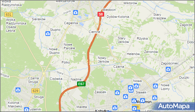 mapa Nowy Janków, Nowy Janków na mapie Targeo
