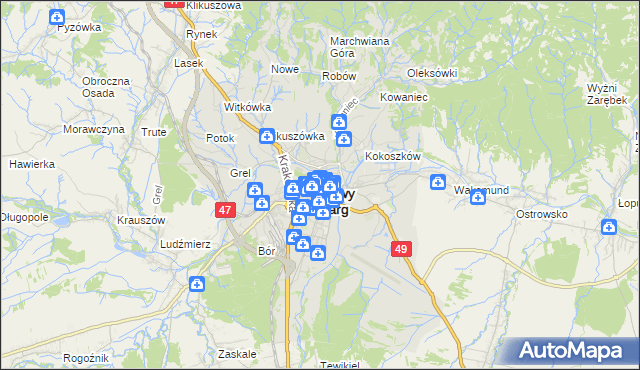 mapa Nowego Targu, Nowy Targ na mapie Targeo