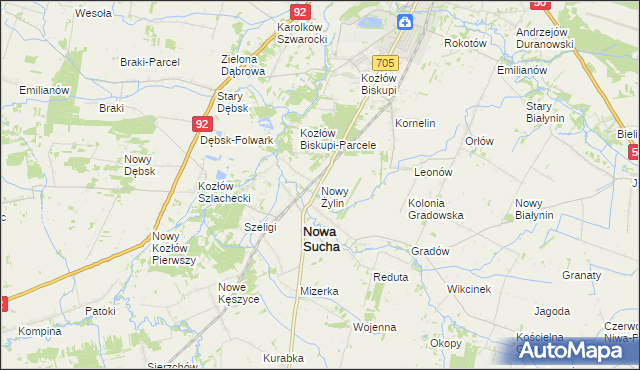 mapa Nowy Żylin, Nowy Żylin na mapie Targeo