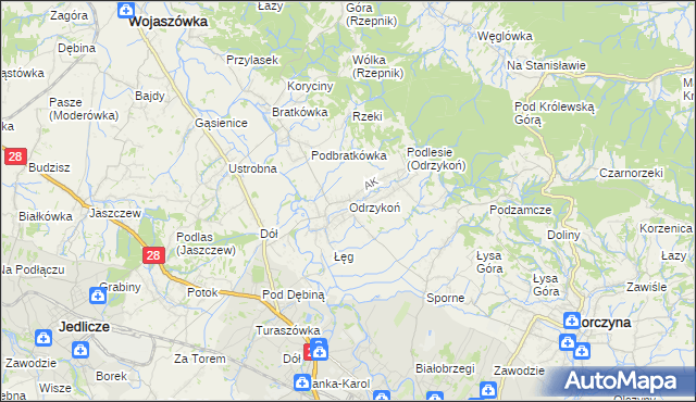 mapa Odrzykoń, Odrzykoń na mapie Targeo