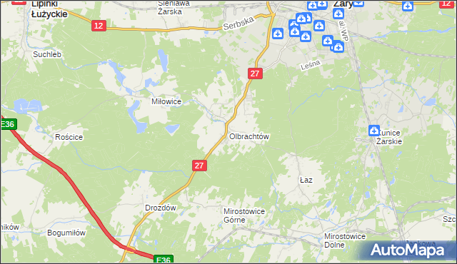 mapa Olbrachtów, Olbrachtów na mapie Targeo