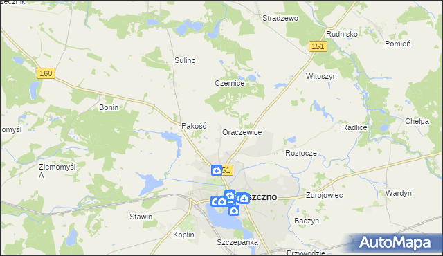 mapa Oraczewice, Oraczewice na mapie Targeo